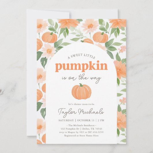 Kleine Pompoen Bloemen Herfst Baby shower Kaart (Voorkant)