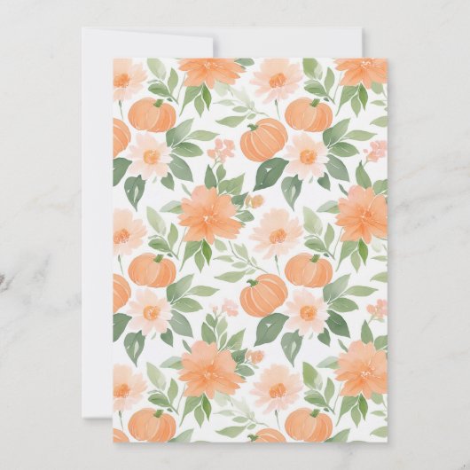 Kleine Pompoen Bloemen Herfst Baby shower Kaart (Achterkant)