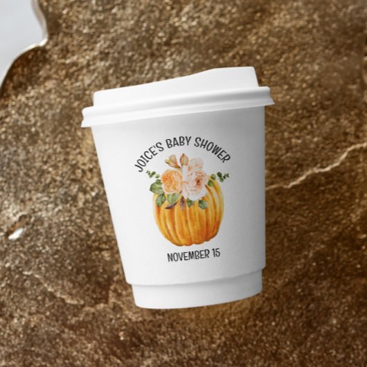 Kleine Pompoen Bloemen Herfst Baby shower Papieren Bekers