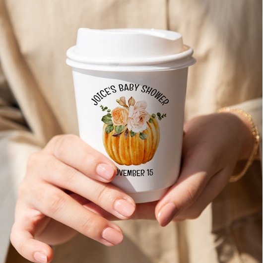 Kleine Pompoen Bloemen Herfst Baby shower Papieren Bekers