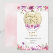 Kleine Pompoen Bloemen Meisjes 1e Verjaardag Kaart (Voorkant / Achterkant)