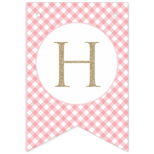 Kleine Pompoen Bloemen Roze Plaid eerste verjaarda Vlaggetjes (Tweede vlag)