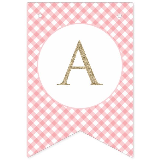 Kleine Pompoen Bloemen Roze Plaid eerste verjaarda Vlaggetjes (Derde vlag)