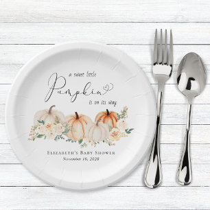 Kleine Pompoen Bloemen Waterverf Baby shower Papieren Bordje