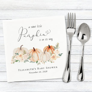 Kleine Pompoen Bloemen Waterverf Baby shower Servet