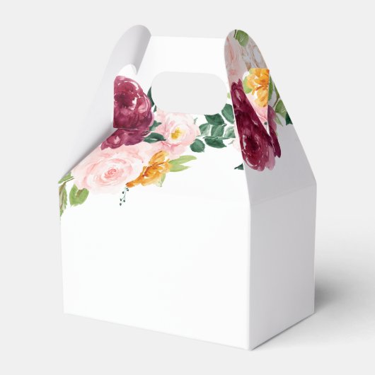 Kleine pompoen bloemenbordeaux 1e verjaardagsfeest bedankdoosjes (Achterkant)