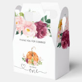 Kleine pompoen bloemenbordeaux 1e verjaardagsfeest bedankdoosjes (Geopend)