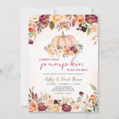 Kleine pompoen bloemenbordeaux Baby shower Kaart (Voorkant)