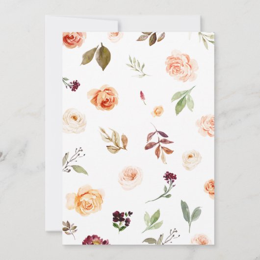 Kleine pompoen bloemenbordeaux Baby shower Kaart (Achterkant)