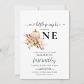 kleine pompoen bloemeneerste verjaardag kaart (Voorkant)