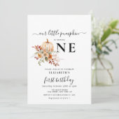 kleine pompoen bloemeneerste verjaardag kaart (Staand voorkant)