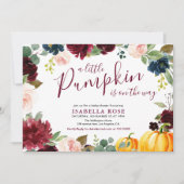 Kleine pompoen bloemige baby shower kaart (Voorkant)
