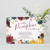 Kleine pompoen bloemige baby shower kaart (Staand voorkant)