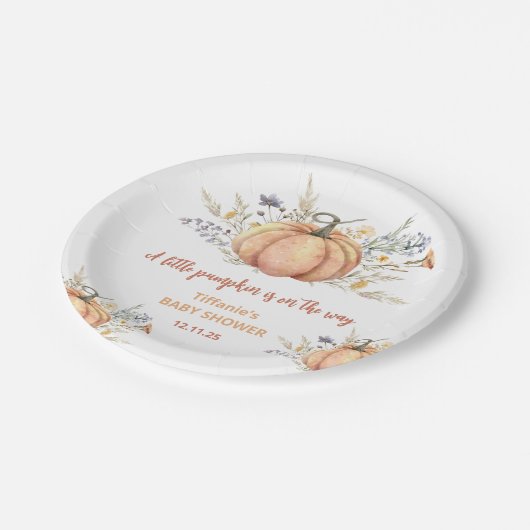 Kleine pompoen bloemige baby shower Papier Bord (Gekanteld)