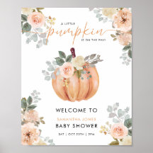 Kleine Pompoen Bloemige Baby Shower Welkom Bord
