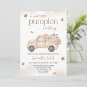 Kleine pompoen Bloemwagen Herfst baby shower Kaart (Staand voorkant)