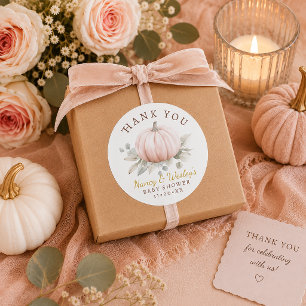 Kleine Pompoen Blush Roze Baby Shower Bedankt  Ronde Sticker