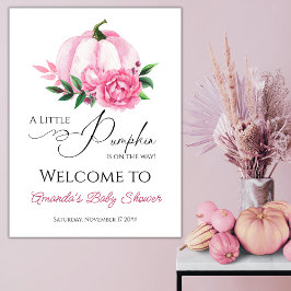 Kleine Pompoen Blush Roze Herfst Rustiek Baby show Poster