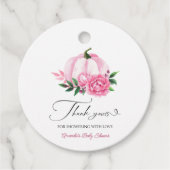 Kleine Pompoen Blush Roze Rustiek Baby shower Bedankjes Labels (Voorkant)