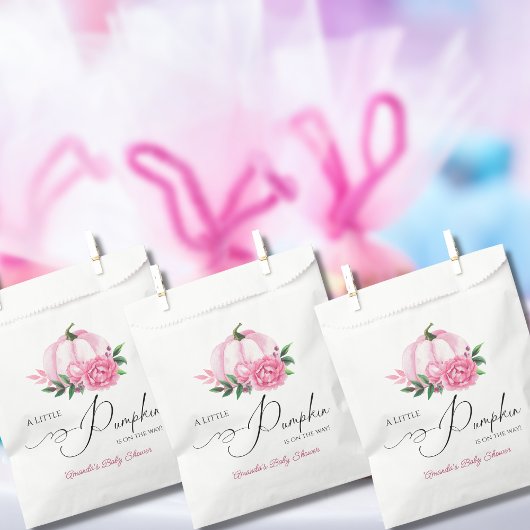 Kleine Pompoen Blush Roze Rustiek Baby shower Bedankzakje