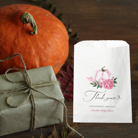 Kleine Pompoen Blush Roze Rustiek Baby shower Bedankzakje