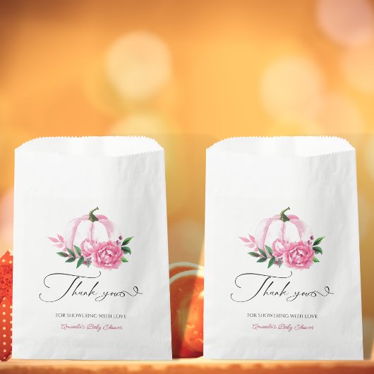 Kleine Pompoen Blush Roze Rustiek Baby shower Bedankzakje