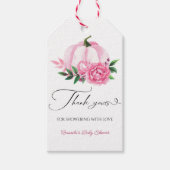 Kleine Pompoen Blush Roze Rustiek Baby shower Cadeaulabel (Voorkant)
