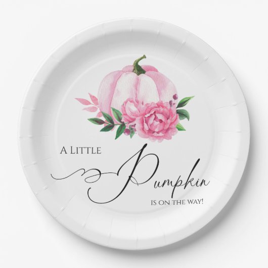 Kleine pompoen blush roze rustiek Baby shower papi Papieren Bordje (Voorkant)