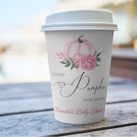 Kleine Pompoen Blush Roze Rustiek Baby shower Papieren Bekers