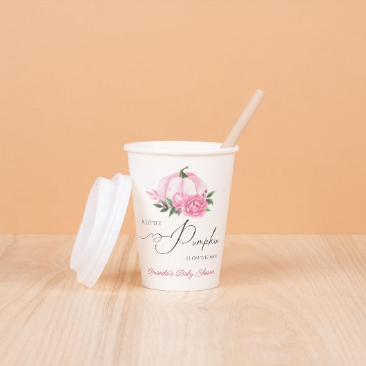 Kleine Pompoen Blush Roze Rustiek Baby shower Papieren Bekers