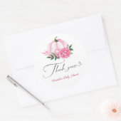 Kleine Pompoen Blush Roze Rustiek Baby shower Ronde Sticker (Envelop)
