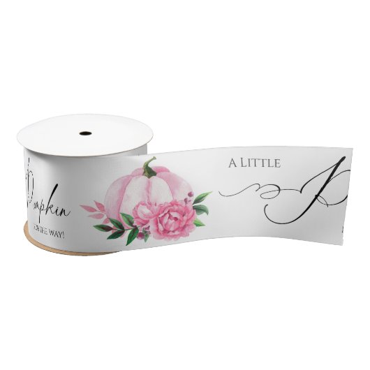 Kleine Pompoen Blush Roze Rustiek Baby shower Satijnen Lint (Spoel)
