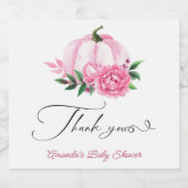 Kleine Pompoen Blush Roze Rustiek Baby shower Sparkling Wijnetiket (Enkel label)