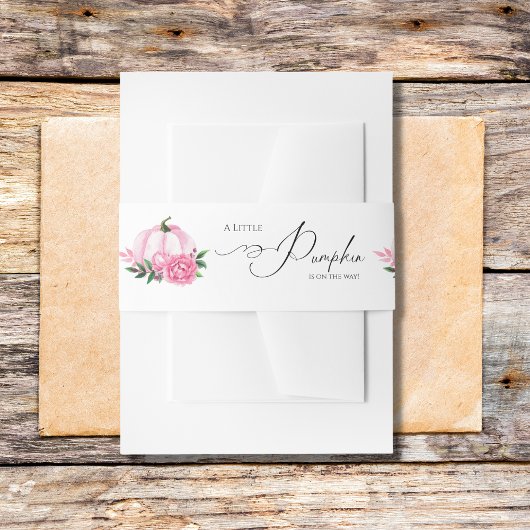 Kleine Pompoen Blush Roze Rustiek Baby shower Uitnodigingen Wikkel