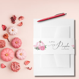 Kleine Pompoen Blush Roze Rustiek Baby shower Uitnodigingen Wikkel