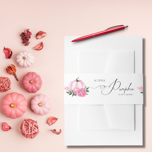 Kleine Pompoen Blush Roze Rustiek Baby shower Uitnodigingen Wikkel