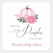 Kleine Pompoen Blush Roze Rustiek Baby shower Vierkante Sticker (Voorkant)