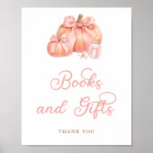 Kleine pompoen boeken en geschenken Baby shower Poster (Voorkant)