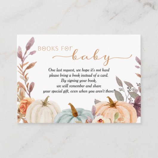 Kleine Pompoen Boeken voor Baby shower Informatiekaartje (Voorkant)