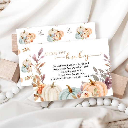 Kleine Pompoen Boeken voor Baby shower Informatiekaartje