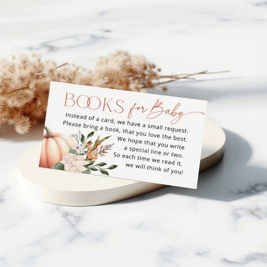 Kleine Pompoen Boeken voor Baby shower Informatiekaartje