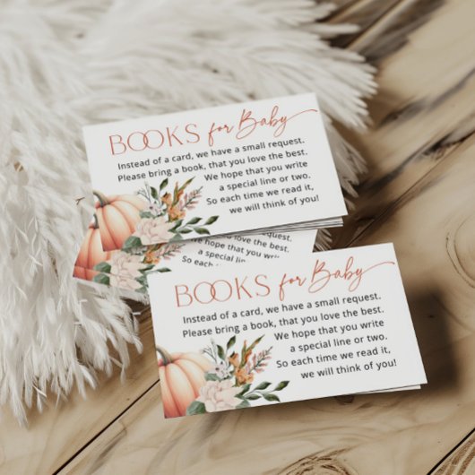 Kleine Pompoen Boeken voor Baby shower Informatiekaartje