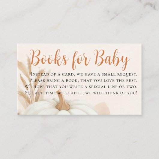 Kleine Pompoen Boeken voor Baby shower Informatiekaartje (Voorkant)