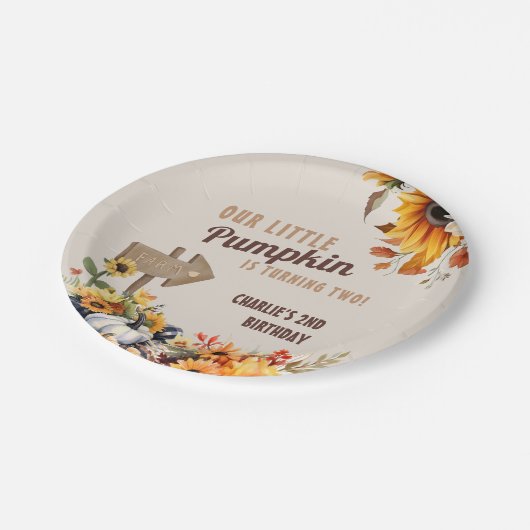 Kleine pompoen Boerderij Verjaardag Papieren Bordje (Gekanteld)