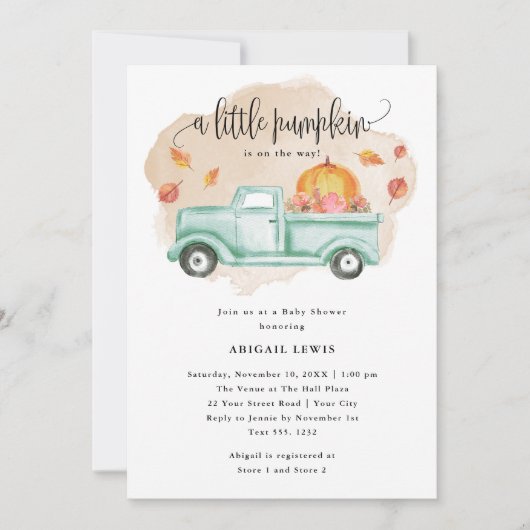 Kleine Pompoen Boerderij Vrachtwagen Herfst Baby s Kaart (Voorkant)