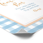 Kleine Pompoen Boho Blauwe Gingham Mom-osa Bar Poster (Hoek)