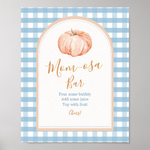 Kleine Pompoen Boho Blauwe Gingham Mom-osa Bar Poster