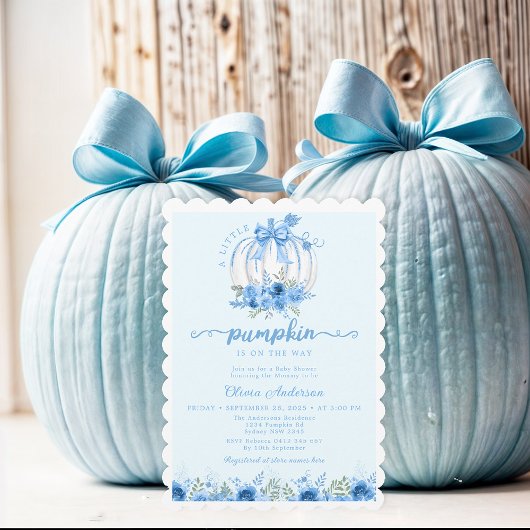 Kleine pompoen boog blauw Baby shower Kaart