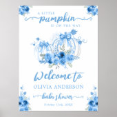 Kleine pompoen boog blauw Baby shower welkom Poster (Voorkant)