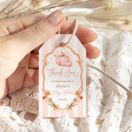Kleine Pompoen Boog Bloemige Baby Shower Bedankt Cadeaulabel